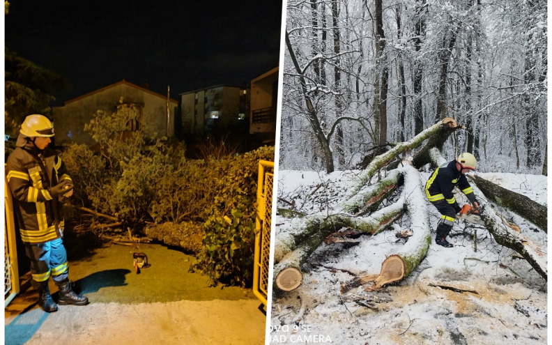 Vjetar, snijeg i kiša zadali vatrogascima puno posla
