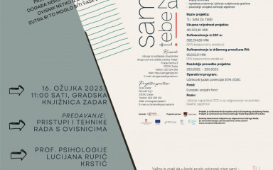 Udruga “Nada” održat će predavanje o tehnikama rada s ovisnicima