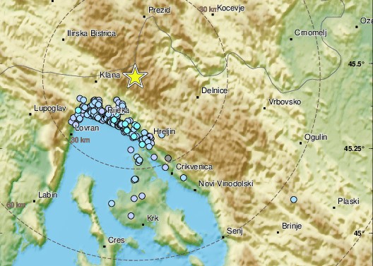 Riječko područje zatresao potres magnitude 2.8