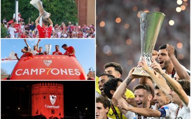 Deseci tisuća navijača proslavili osvajanje Europske lige s nogometašima Seville po povratku iz Budimpešte