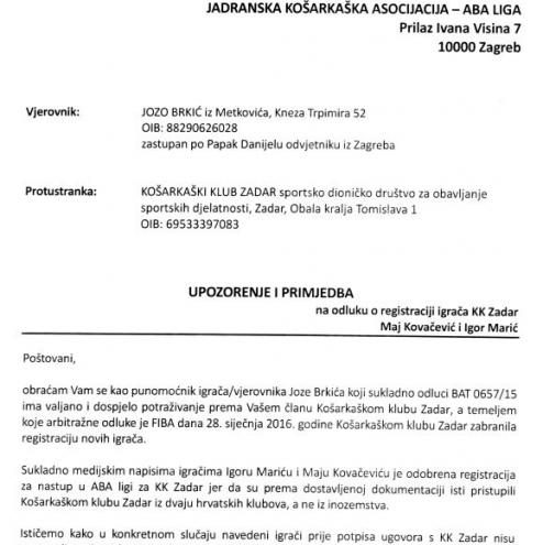 Odvjetnik: Fiktivni ugovori omogućili su Zadru registraciju igrača