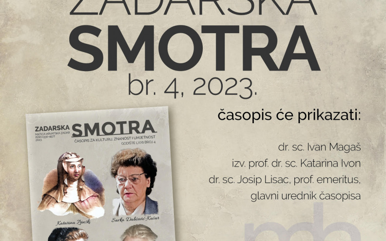 Ogranak Matice hrvatske u Zadru prikazuje novi broj časopisa Zadarska smotra