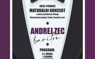 U Glazbenoj školi Blagoje Bersa koncert učenika Andreja Zeca