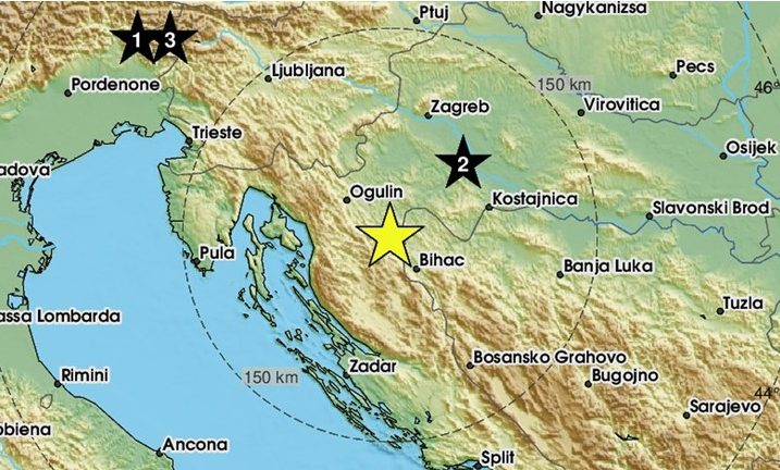 Snažan potres magnitude 4,3 kod Slunja, osjetio se i u Zagrebu i u BiH