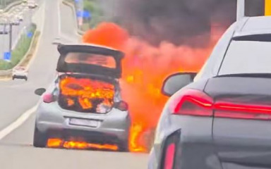 Na istarskom ipsilonu izgorio auto, pogledajte snimku