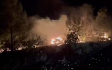 VIDEO Auto sletio s ceste na Pagu i zapalio se, vatra se proširila na šumu: ‘Požar došao nadomak…’