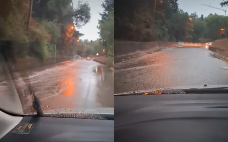 U Zadar stigla najavljena kiša, ceste pune vode