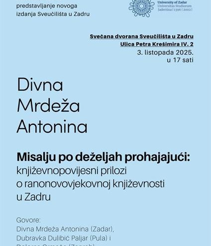 Na Sveučilištu predstavljanje knjige o ranonovjekovnoj književnosti u Zadru