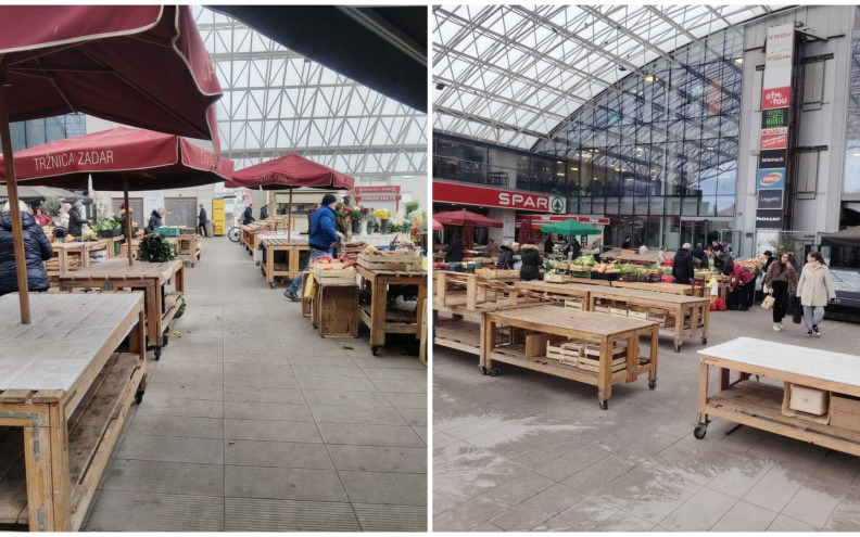 PRAZNA TRŽNICA NA RELJI Hladnoća, bura i snijeg otjerali prodavače