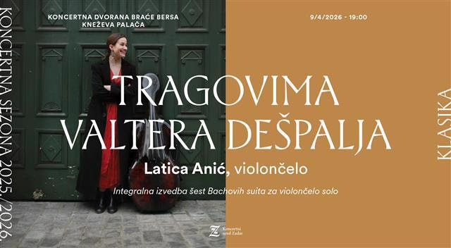 'Tragovima Valtera Dešpalja' u izvedbi violinistice Latice Anić u četvrtak u Kneževoj palači