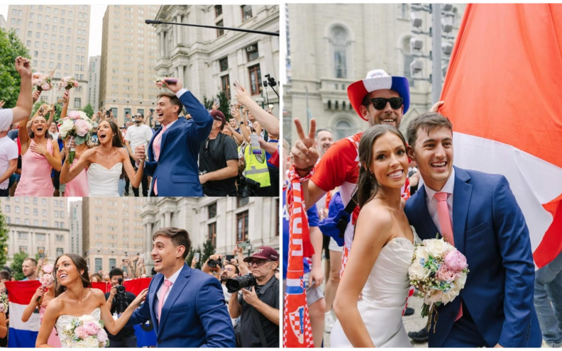 MLADENCI IZ PHILADELPHIJE Hrvatski navijači uljepšali im vjenčanje, HTZ ih pozvao na bračno putovanje u Hrvatsku