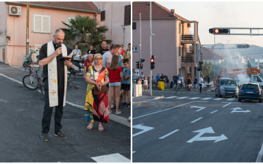 [FOTO] Na Plovaniji feštom proslavili otvorenje raskrižja, prometnicu blagoslovio svećenik